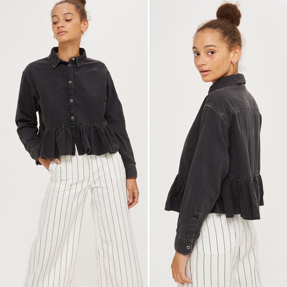 black frill denim jacket